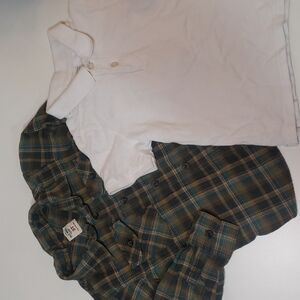 5/$30 OLD NAVY Plaid Long Sleeve + CP Short Sleeve Polo Both 100% Cotton